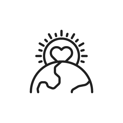 Cartoon earth with love heart